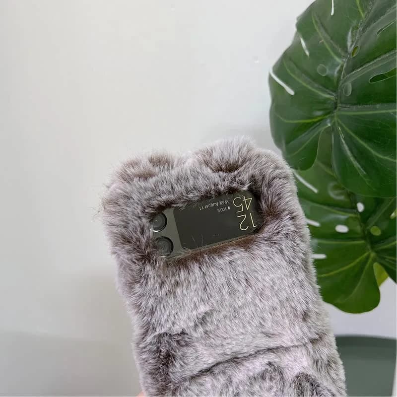 Omio Galaxy Z Flip 4 Faux Fur Plush Case | Pink Leopard Fluffy Back Cover thumbnail 8