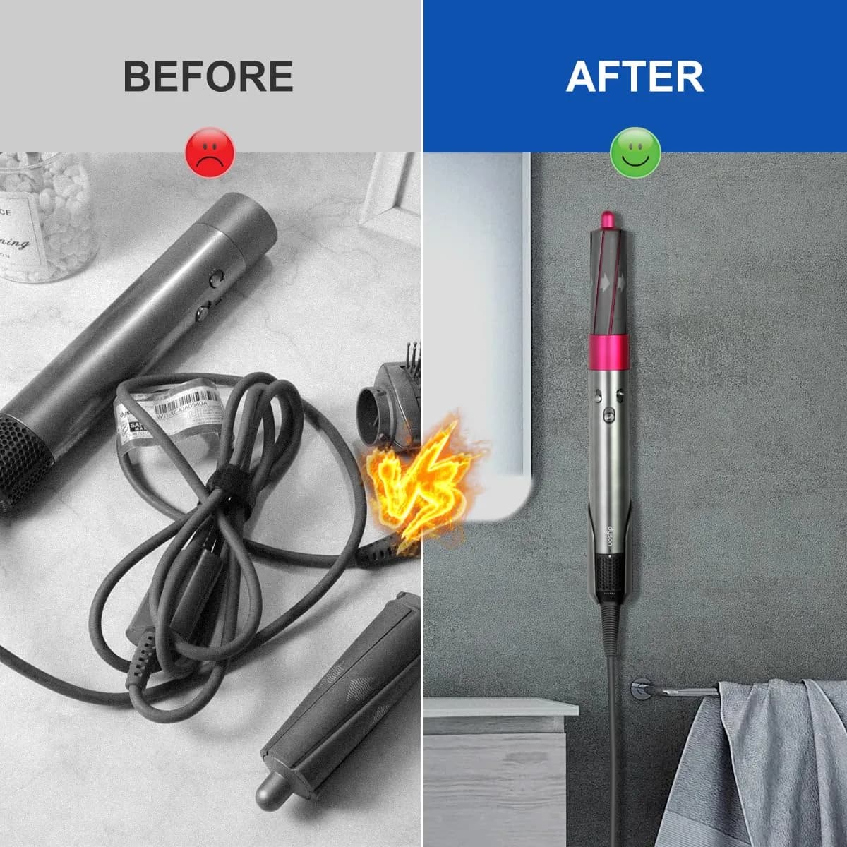 LANMU Gray Wall Mount Holder for Dyson Airwrap/Airstrait Styler | Organizer Stand for Home Bathroom - view 6