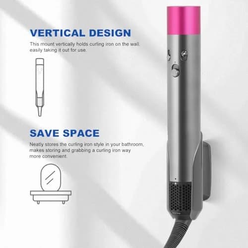 LANMU Gray Wall Mount Holder for Dyson Airwrap/Airstrait Styler | Organizer Stand for Home Bathroom thumbnail 2