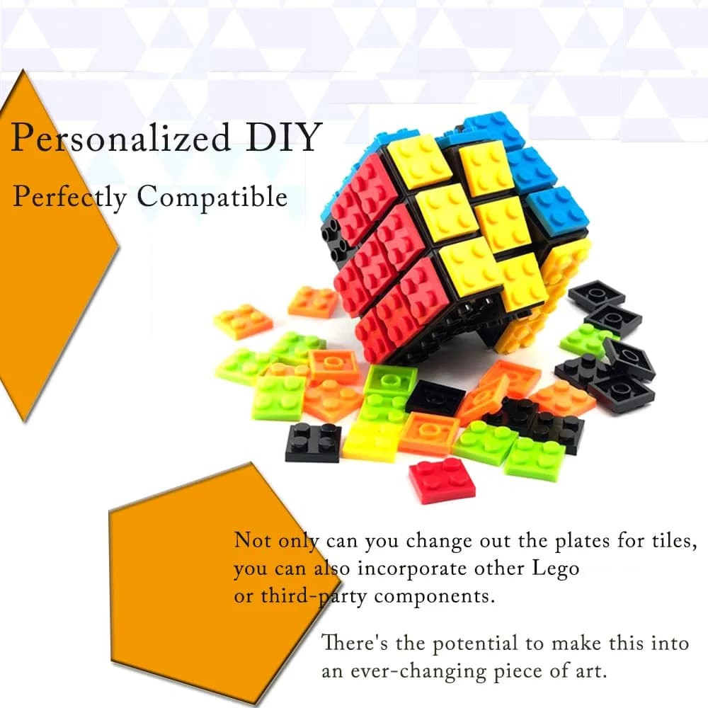 Ulanlan Speed Magic Cube 3x3 Build-on Brick 7.1cm (2.8") | Smooth Turning Puzzle with Building Blocks - main product image