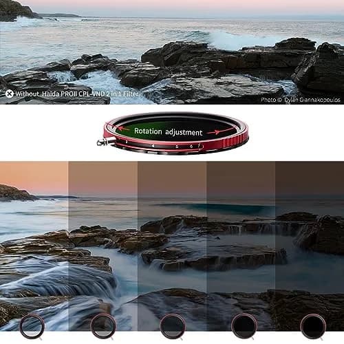 Haida 77mm PRO II CPL-VND 2-in-1 Filter 3-7 Stops | Variable Neutral Density & Circular Polarizer with Multi-Coating thumbnail 4