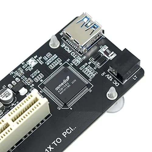 Trotwei Blue PCIe to PCI Adapter Card with USB 3.0 Cable | Converts PCIe x1 to PCI Slot, ASMedia ASM1083 Chip thumbnail 5