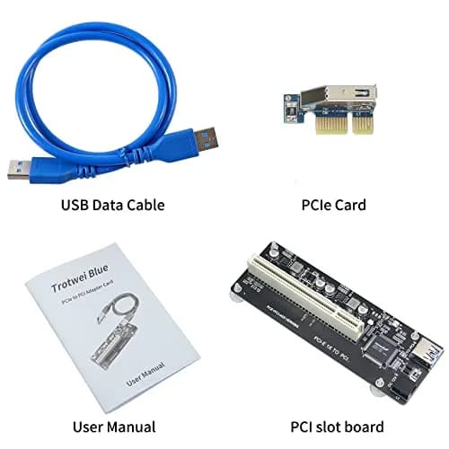 Trotwei Blue PCIe to PCI Adapter Card with USB 3.0 Cable | Converts PCIe x1 to PCI Slot, ASMedia ASM1083 Chip thumbnail 7