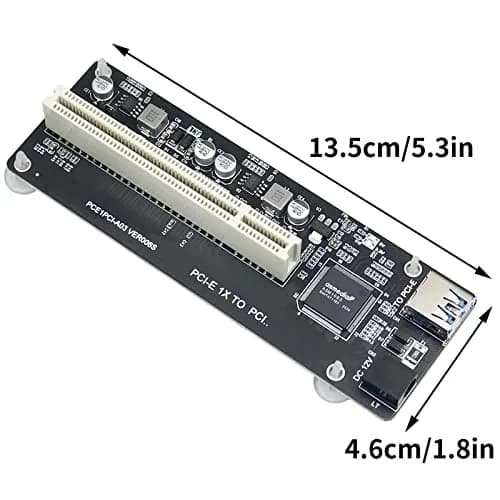 Trotwei Blue PCIe to PCI Adapter Card with USB 3.0 Cable | Converts PCIe x1 to PCI Slot, ASMedia ASM1083 Chip thumbnail 2