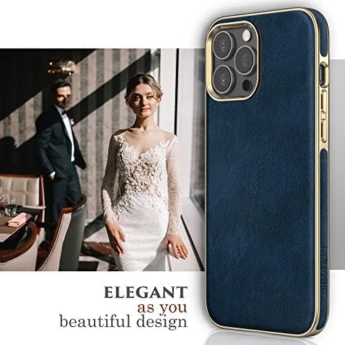 LOHASIC for iPhone 14 Pro Case Leather, Protective Phone Cover, Blue | Luxury Vegan Leather with Drop & Anti-Slip thumbnail 4