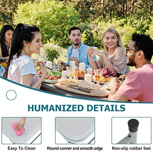 Pazidom 4FT Folding Table, Height Adjustable, Heavy Duty Plastic, 330LBS Capacity | Portable & Fold-in-Half thumbnail 2