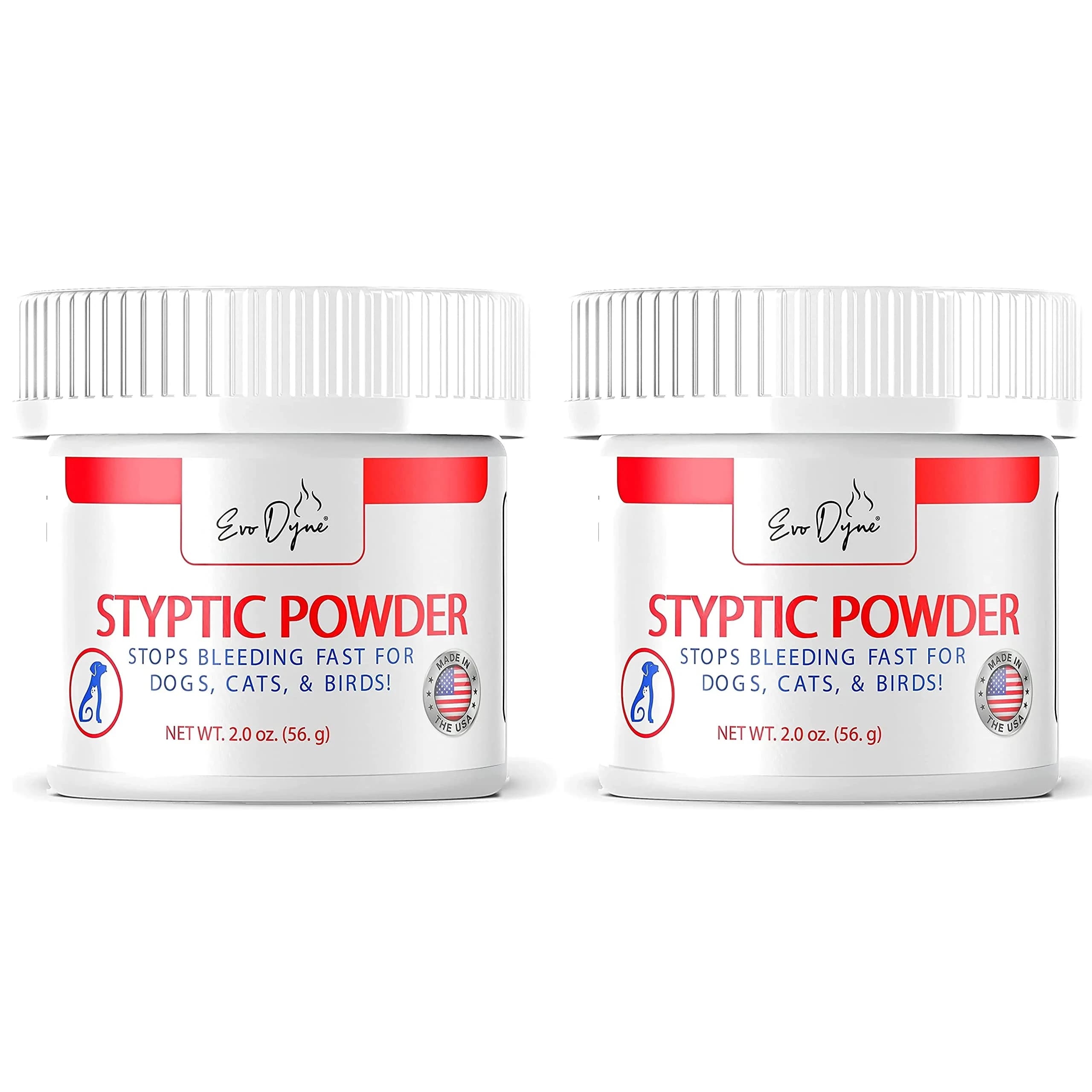 Evo Dyne Styptic Powder 2-Pack 2 oz (56g) for Dogs, Cats & Birds | Fast Bleeding Stop for Pet Nail Trims - main product image