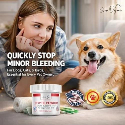 Evo Dyne Styptic Powder 2-Pack 2 oz (56g) for Dogs, Cats & Birds | Fast Bleeding Stop for Pet Nail Trims thumbnail 6