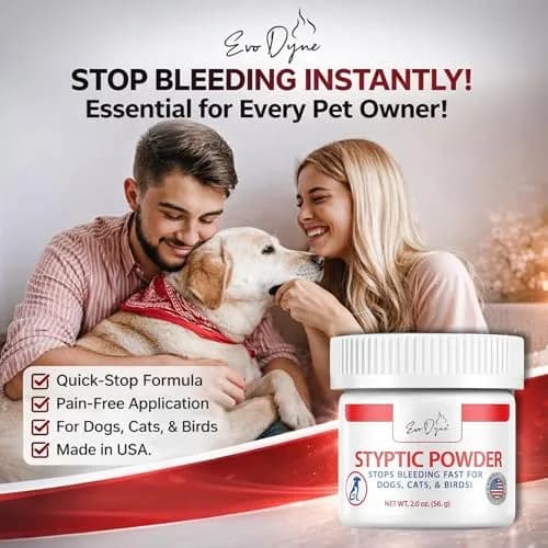 Evo Dyne Styptic Powder 2-Pack 2 oz (56g) for Dogs, Cats & Birds | Fast Bleeding Stop for Pet Nail Trims thumbnail 7