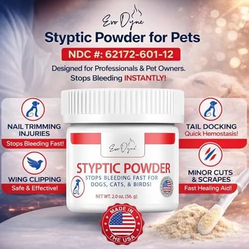 Evo Dyne Styptic Powder 2-Pack 2 oz (56g) for Dogs, Cats & Birds | Fast Bleeding Stop for Pet Nail Trims thumbnail 3
