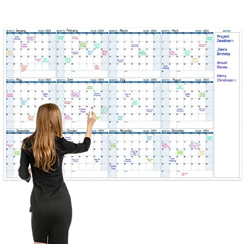 BooQool Large Dry Erase Calendar 37" x 57.9" | Yearly Wall Planner with Notes Section thumbnail 1