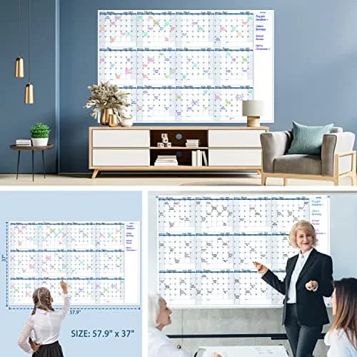 BooQool Large Dry Erase Calendar 37" x 57.9" | Yearly Wall Planner with Notes Section thumbnail 7