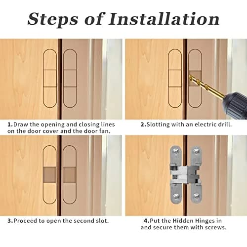 Rierdge 1-3/4" Hidden Hinge Stainless Steel 180 Degree | Frameless Concealed Door Hinge (44mm, 4pcs) thumbnail 4