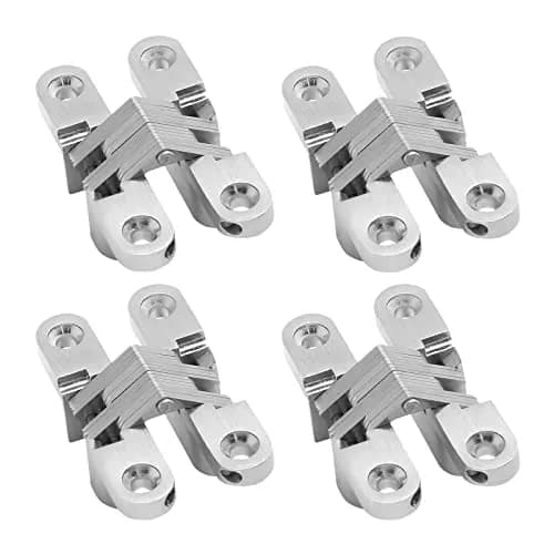 Rierdge Hidden Gate Hinge 2-3/8" Stainless Steel | 180° Invisible Cross Hinge for Frameless Cabinets thumbnail 1
