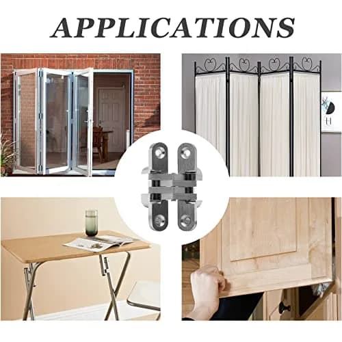 Rierdge Hidden Gate Hinge 2-3/8" Stainless Steel | 180° Invisible Cross Hinge for Frameless Cabinets thumbnail 6