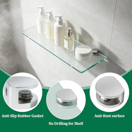 SAYAYO Glass Shelf Brackets Adjustable for 5-8 mm | Durable Zinc Alloy Support thumbnail 4