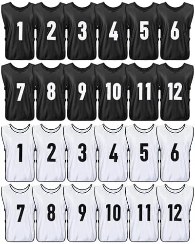 Yahenda 24 Pcs Soccer Pinnies Numbered Vests Large | Reversible Team Practice Jerseys thumbnail 1