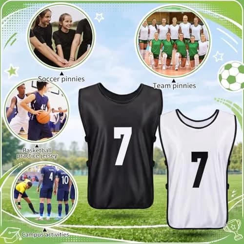 Yahenda 24 Pcs Soccer Pinnies Numbered Vests Large | Reversible Team Practice Jerseys thumbnail 7