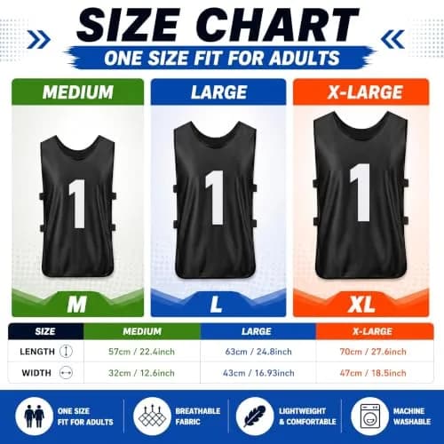 Yahenda 24 Pcs Soccer Pinnies Numbered Vests Large | Reversible Team Practice Jerseys thumbnail 3