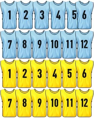 Yahenda 24 Pcs Soccer Pinnies Numbered Vests Large | Reversible Team Jerseys for Sports thumbnail 1
