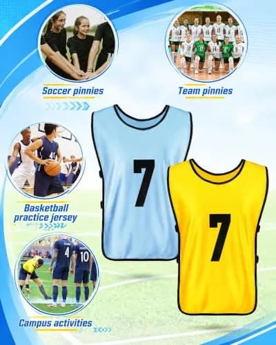Yahenda 24 Pcs Soccer Pinnies Numbered Vests Large | Reversible Team Jerseys for Sports thumbnail 6