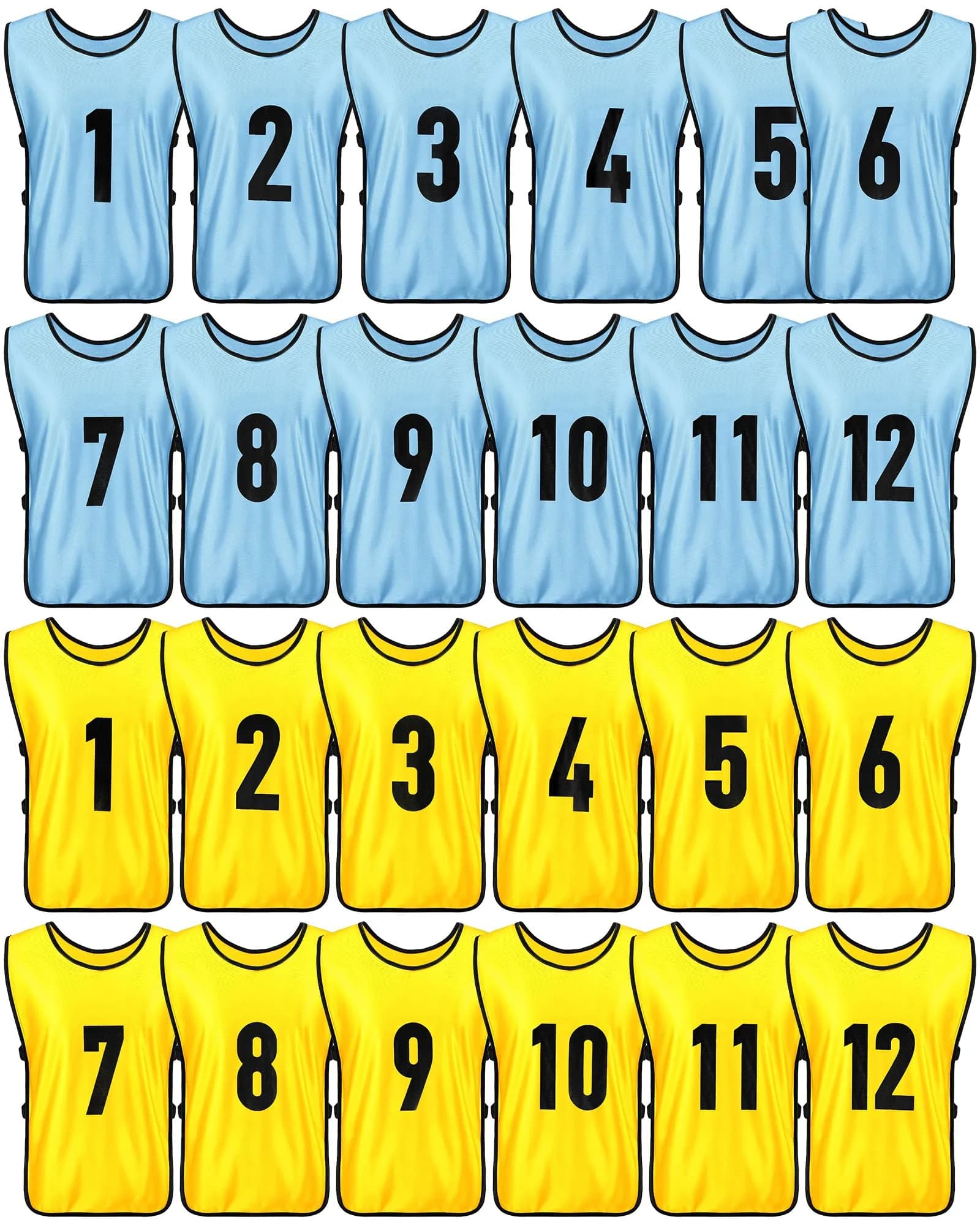 Yahenda 24 Pcs Soccer Pinnies Numbered Vests Large | Reversible Team Jerseys for Sports