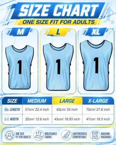 Yahenda 24 Pcs Soccer Pinnies Numbered Vests Large | Reversible Team Jerseys for Sports thumbnail 2