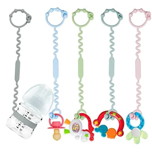 Yunaeduo Silicone Toy Straps for Baby, 5 Pack - Adjustable Safety Holder for Stroller, High Chair, Sippy Cups | BPA-Free thumbnail 1