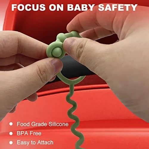 Yunaeduo Silicone Toy Straps for Baby, 5 Pack - Adjustable Safety Holder for Stroller, High Chair, Sippy Cups | BPA-Free thumbnail 6