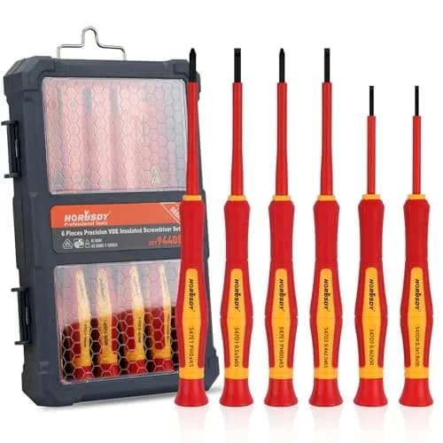 HORUSDY 1000V 6-Piece Mini Insulated Screwdriver Set | Magnetic Tip, Slotted & Phillips, for Electrical & Micro Projects thumbnail 1