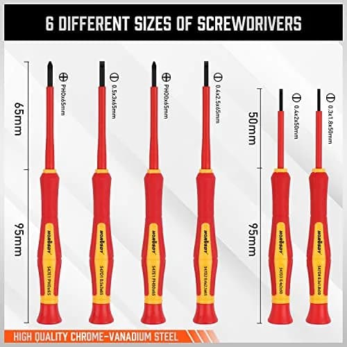 HORUSDY 1000V 6-Piece Mini Insulated Screwdriver Set | Magnetic Tip, Slotted & Phillips, for Electrical & Micro Projects thumbnail 4