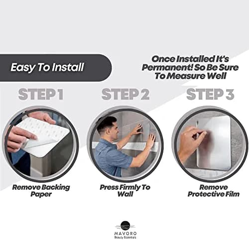 Mavoro 7x9 inch Acrylic Shower Mirror | Unbreakable, Less Fog, 3M Adhesive Mount | 17.8cm x 22.9cm thumbnail 4
