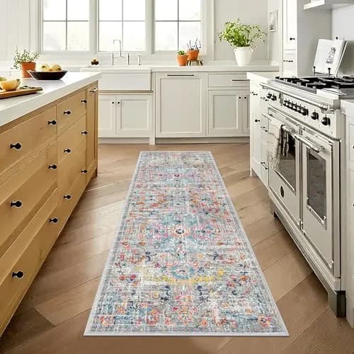 Pauwer Hallway Runner Rug 2x6 | Washable Non Slip Grey Multi (70-120 chars) thumbnail 6