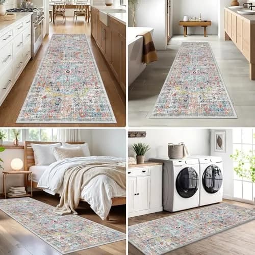 Pauwer Hallway Runner Rug 2x6 | Washable Non Slip Grey Multi (70-120 chars) thumbnail 7