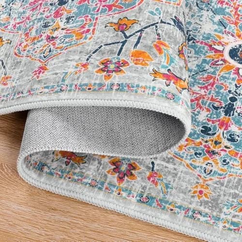 Pauwer Hallway Runner Rug 2x6 | Washable Non Slip Grey Multi (70-120 chars) thumbnail 3
