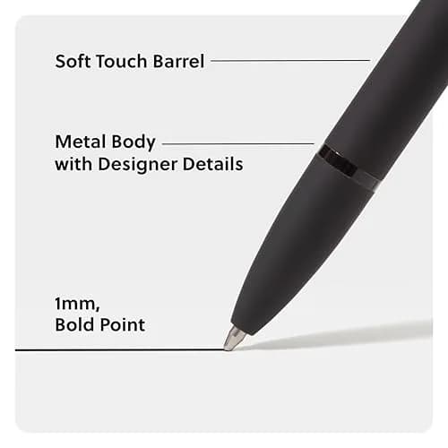 U Brands Ballpoint Pens 2 Pack | Bold 1.0 mm Point Black Ink, Black | Stylish & Impactful thumbnail 3