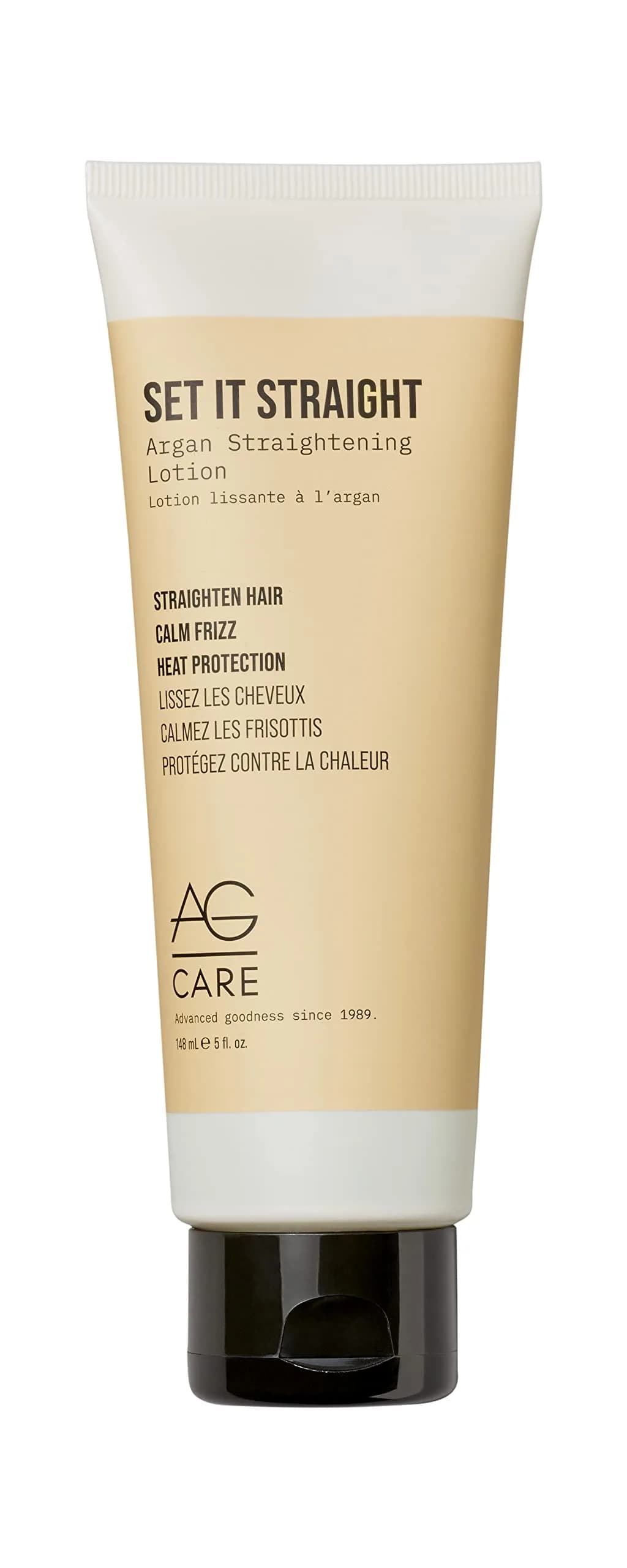 AG Care Set It Straight Argan Lotion, 5 Fl Oz | Smooth & Fight Frizz, Heat Protection, Unisex