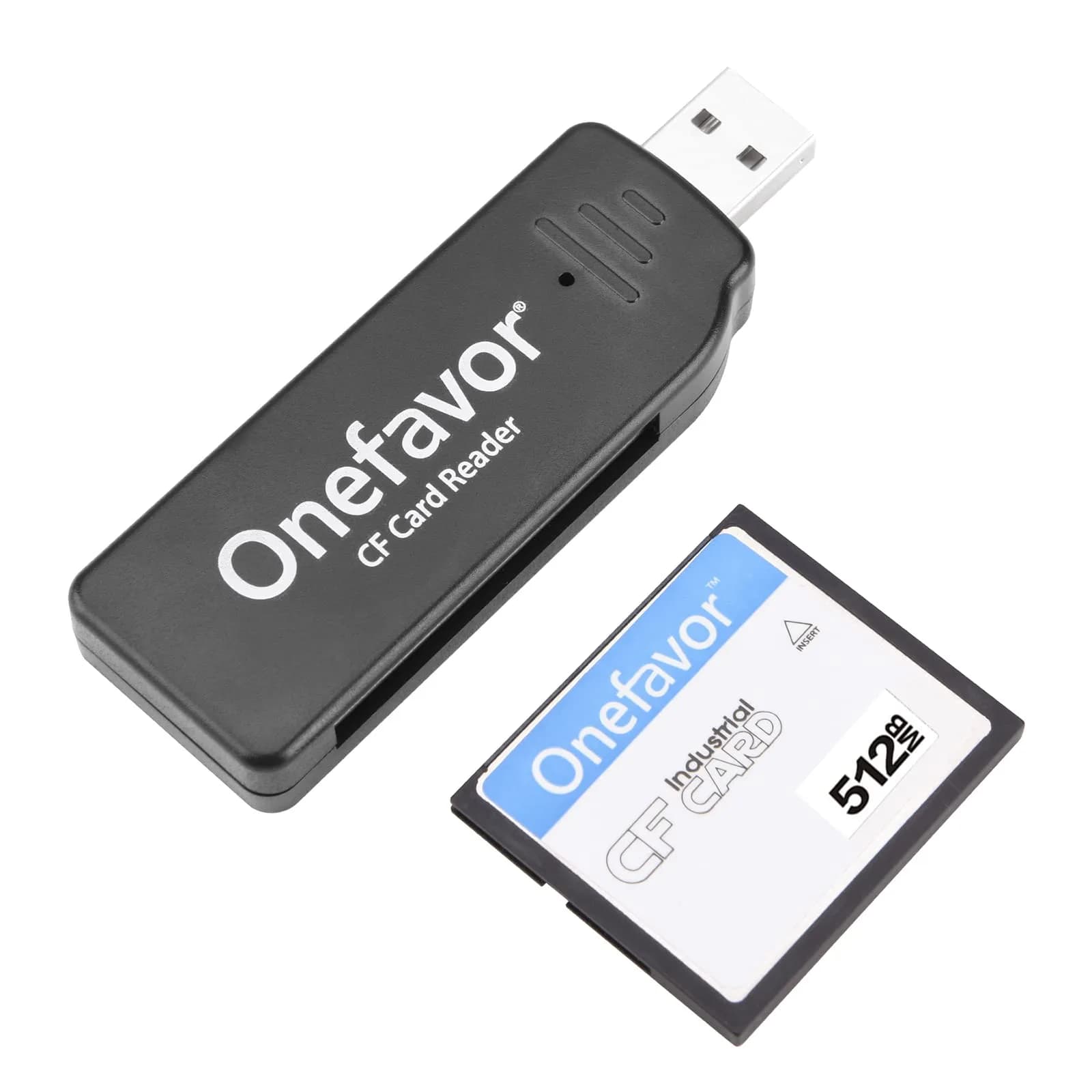 onefavor CompactFlash Card Reader with 512MB CF Card | USB 2.0 Multi-Card Reader — with 512MB CF Card