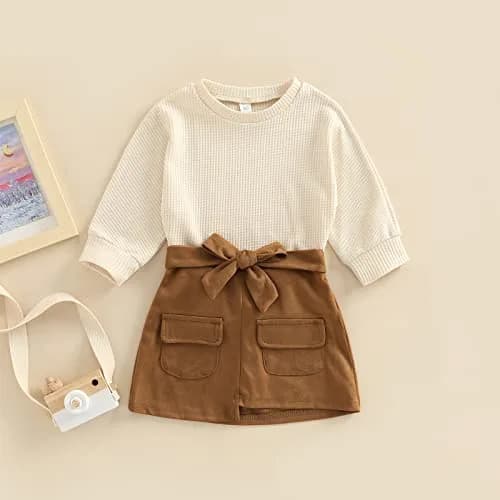 RSRZRCJ Kids Toddler Girl Fall Winter Outfit 3-4T | Long Sleeve Knit Pullover & Mini Skirt thumbnail 4