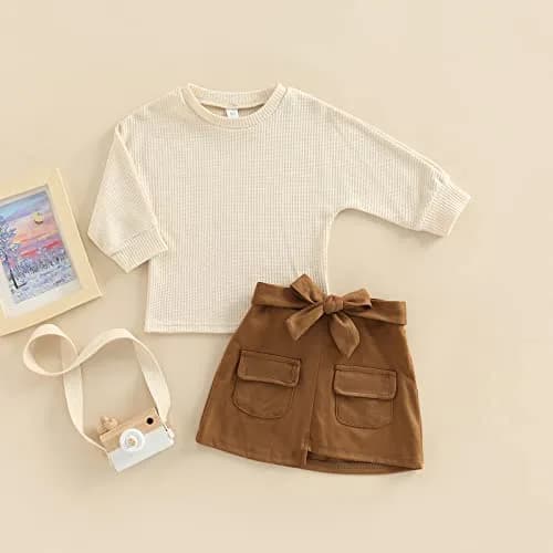 RSRZRCJ Kids Toddler Girl Fall Winter Outfit 3-4T | Long Sleeve Knit Pullover & Mini Skirt thumbnail 3