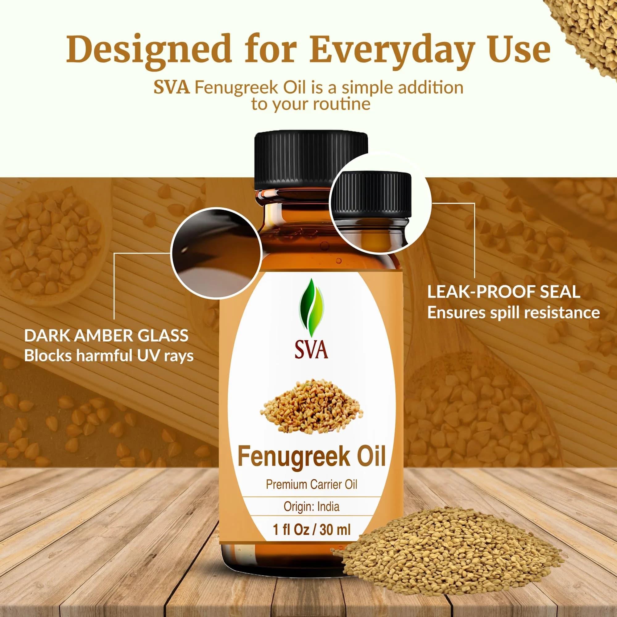 SVA ORGANICS Fenugreek Seed Carrier Oil 30 ml (1 Fl Oz) | USA Imported for Hair & Skin Care - view 7