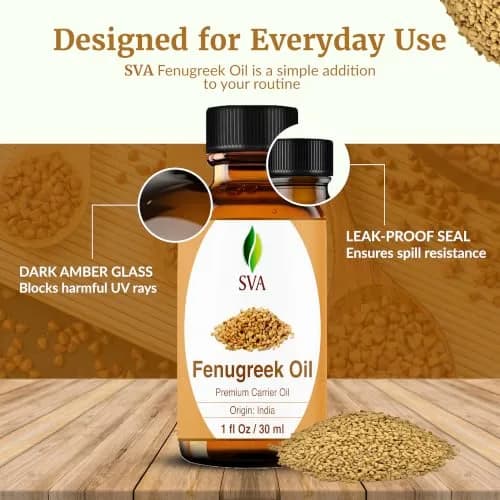 SVA ORGANICS Fenugreek Seed Carrier Oil 30 ml (1 Fl Oz) | USA Imported for Hair & Skin Care thumbnail 7
