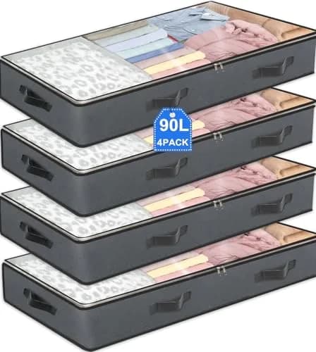 BiCINE 95L Under Bed Storage Containers 4 Pack | 240cm x 127cm x 18cm Foldable Closet Organizers thumbnail 1