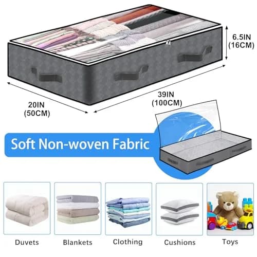 BiCINE 95L Under Bed Storage Containers 4 Pack | 240cm x 127cm x 18cm Foldable Closet Organizers thumbnail 2