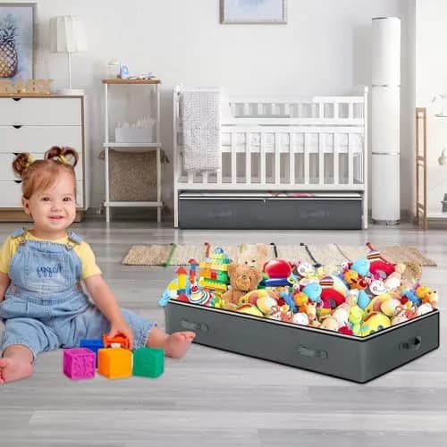 BiCINE 6 Pack Under Bed Storage Containers 90L (237.8L total) | Collapsible Closet Organizers for Blankets, Clothes, Linens thumbnail 2