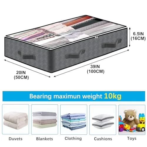 BiCINE 6 Pack Under Bed Storage Containers 90L (237.8L total) | Collapsible Closet Organizers for Blankets, Clothes, Linens thumbnail 3