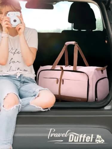Lekesky Foldable Travel Duffel Bag for Women, 80L | Large Capacity with Shoes & Water-Resistant Design thumbnail 2