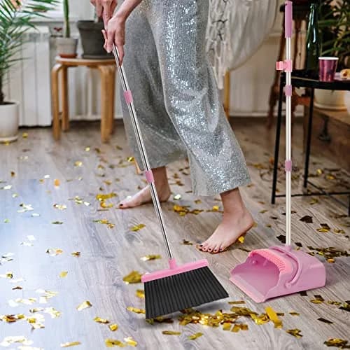 kelamayi Extendable Broom and Dustpan Set Pink | Stand Up Sweeping for Home & Office thumbnail 5