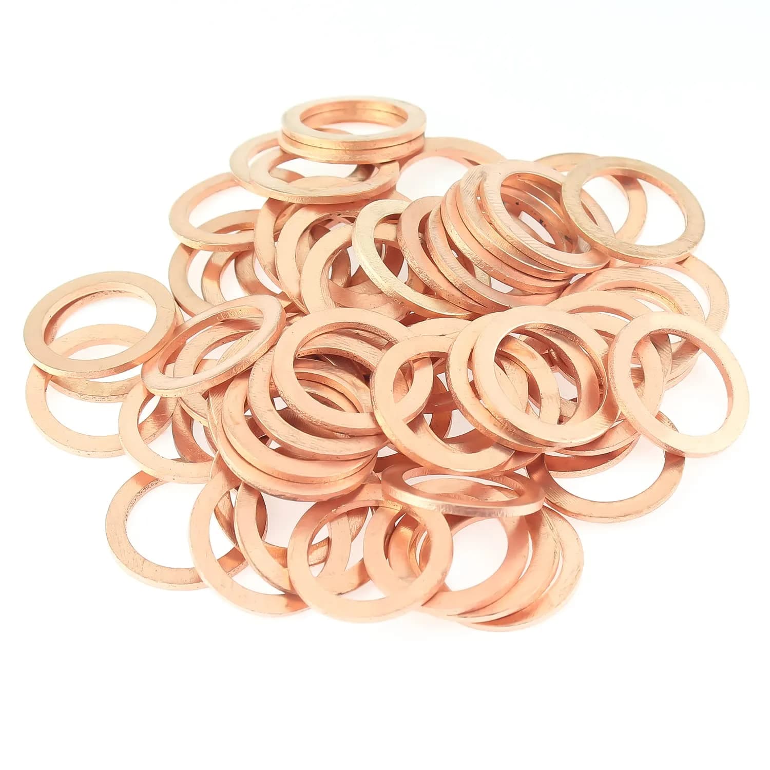 HELIFOUNER M16x22x1.0mm Copper Washers 60 Pieces | Sealing & Heat Resistant Metric Flat Washers — M16x22x1.0mm