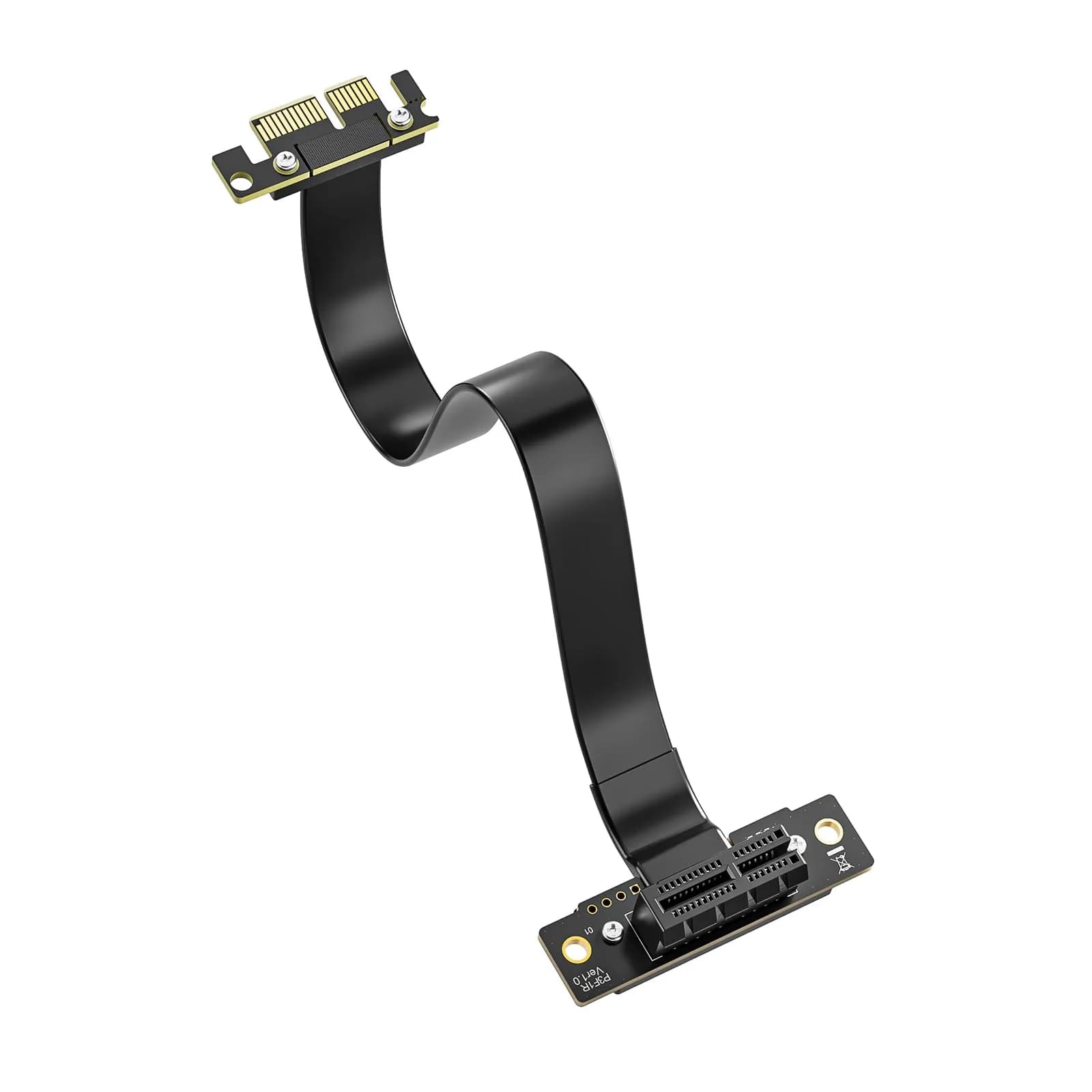 10Gtek PCIe 3.0 x1 Riser Cable 20cm (0.66ft) | Male 90° to Female 90° EMI-Shielded GPU Jumper Cable — 25cm / 90° to 90°